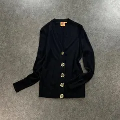 TORY BURCH トリーバーチ 長袖 薄手 カーディガン セーター Vネック 金ボタン ブラック 黒 レディース