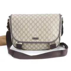 美品 グッチ GGスプリーム 201732 レザー ショルダーバッグ 斜め掛け メッセンジャー ビジネス 通勤 本革 メンズ EUM DN14-10【中古】