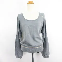 アディダス adidas テーラーメイド ニット セーター 長袖 スクエアネック ロゴ ウール L グレー ゴルフウェア ※EKM