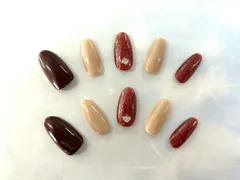 ハンドメイド    ネイルチップ10個セット    ラメ・ストーン付き