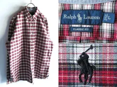 希少 00sビンテージ Ralph Lauren ラルフローレン CLASSIC FIT ポロポニーロゴ刺繍 マチ生地切替 コットン チェック BDシャツ L USA企画