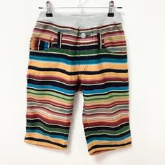 古着　美品　EDWIN　エドウィン　クロップドパンツ　マルチボーダー　総柄　ハーフパンツ　キッズ　140サイズ　コットン　マルチカラー　ウエストリブ　サーフスタイル