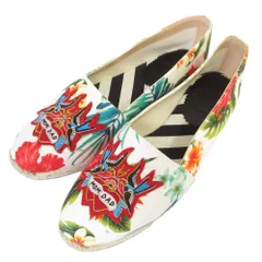 新品同様 Christian Louboutin クリスチャンルブタン ボタニカル柄 エスパドリーユ フラットシューズ スリッポン 36 23cm相当 ホワイト レディース 古着 中古 USED