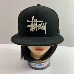 04w6162▽※【中古】STUSSY ステューシーx NEWERA ニューエラ 1311038 ロゴ刺繍 ベースボールキャップ 帽子 ブラック 7 1/2【八王子店】