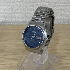 ％2【不動品】SEIKO KING QUARTZ セイコー キングクオーツ ヴィンテージクォーツ　0853-8005 青文字盤　 デイデイトカレンダー　 フリーアジャスト式ベルト 【時計】【0.5】