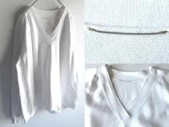 Deuxieme Classe ドゥーズィエムクラス コットン Vネック ミドルゲージボリュームニット FREE 白 ホワイト ゆったり 定価26400円