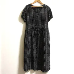 美品 PINK HOUSE ピンクハウス リボン ドット ピコフリル ショートスリーブ ワンピース ブラック レディース 古着 中古 USED