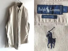 希少 90sビンテージ Ralph Lauren ラルフローレン ポロポニーロゴ刺繍 コットンツイル ボタンダウン BDシャツ L USA企画 RN41381正規品