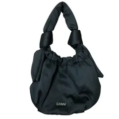 美品 Ganni ガニー リボンハンドル ハンドバッグ ブラック レディース 古着 中古 USED