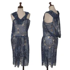 ジュンヤワタナベ コムデギャルソンJUNYA WATANABE COMME des GARCONS エンブロイダリーレース切替変形ノースリーブワンピース  水色青他S