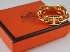 極美品 HERMES スカーフリング ゴールド シェーヌダンクル 箱付属あり