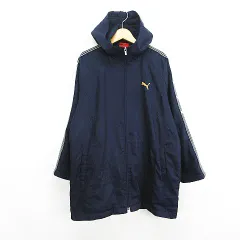 プーマ PUMA ベンチコート アウター 長袖 フード ジップアップ ロゴ 裏フリース 150 ネイビー スポーツウェア ※EKM