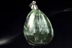 【１点物】シルバー925◇ロシア産 セラフィナイト　30x22mm　ドロップ ペンダントトップ パワーストーン 天然石 _PC9658