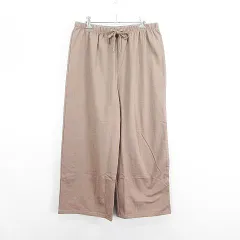 スクロール ワイドパンツ ボトムス ロング丈 イージー 裏起毛 LL モカ ※EKM