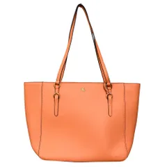 美品 LAUREN RALPH LAUREN ローレンラルフローレン サフィアーノレザー トートバッグ オレンジ レディース 古着 中古 USED