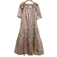 美品 PINK HOUSE ピンクハウス ローズプリント ピコフリル ワンピース ピンク レディース 古着 中古 USED