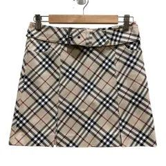 美品 BURBERRY BLUE LABEL バーバリーブルーレーベル ノバチェック ボックスプリーツ ミニスカート size36 ベージュ レディース 古着 中古 USED