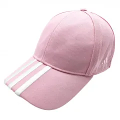 【美品】アディダス キャップ ピンク×白 つば3ライン フリーサイズ(54-57cm)   ゴルフウェア adidas