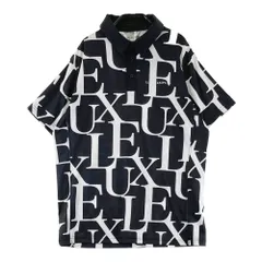 サイズ：M LUXEAKMPLUS　リュクスエイケイエムプラス  半袖ポロシャツ ロゴ総柄 ブラック系 [240101619042] ゴルフウェア メンズ ストストのサムネイル