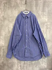 TOMMY HILFIGER トミーヒルフィガー コットン ストライプ柄 刺繍 シャツ sizeL/青 ■◇ メンズ