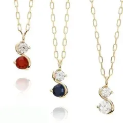 K10YG 誕生石＆ダイヤモンドネックレス-curve-