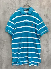 POLO RALPH LAUREN ポロ ラルフローレン ワンポイント刺 ボーダー ポロシャツ sizeS(170/92A)/水色×白 ■■ メンズ