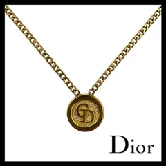 M【Dior】CDロゴ ネックレス ゴールド/金カラー コイン ラウンド サークル ペンダント ヴィンテージ Christian Dior/クリスチャンディオール (62256IS1a)