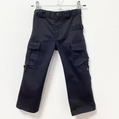 古着　美品　COMME ÇA ISM　コムサイズム　カーゴパンツ　ワークパンツ　無地　ハーフパンツ　キッズ　100サイズ　混紡　ブラック　黒　子供服　サイドポケット　フラップポケット　ツイル生地