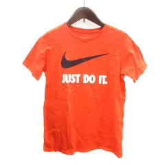 ナイキ NIKE カットソー Tシャツ クルーネック プリント 半袖 M オレンジ /MN ●RY