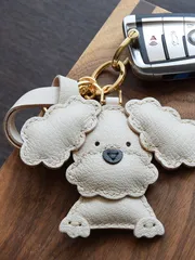 SGPJ047 テディモチーフキーホルダー バッグチャーム アクセサリー 革小物 キーリング キーイング 車の鍵 チャーム ストラップ ギフト プレゼント 記念日 お祝い プチギフト 男女兼用 ハンドメイド 天然レザー 手作り