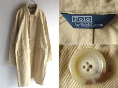 希少 00sビンテージ Polo by Ralph Lauren ラルフローレン コットンツイル チェンジポケット ステンカラーコート M ベージュ 国内正規品