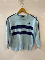 ピ519⚫︎adidas⚫︎アディダス⚫︎ロンT⚫︎Tシャツ⚫︎ボーダー⚫︎スリーストライプ⚫︎ロゴ刺繍⚫︎キッズ⚫︎size160⚫︎水色x紺