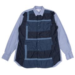 COMME des GARCONS HOMME パッチワーク切替ストライプシャツ - メルカリ