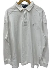 POLORALPH LAUREN (ポロラルフローレン) CUSTOM FIT 古着 長袖 ラガーシャツ ワンポイント刺繍 エルボーパッチ XXL ホワイト メンズ/028