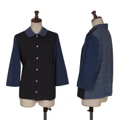 トリココムデギャルソンtricot COMME des GARCONS 切替天竺丸襟七分袖シャツ 紺青M