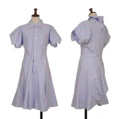 ジュンヤワタナベ コムデギャルソンJUNYA WATANABE COMME des GARCONS ストライプ切替デザイン半袖シャツワンピース 水色赤他XS