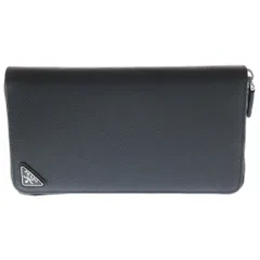 PRADA (プラダ) サフィアーノ トライアングル ジップアラウンド ロングウォレット 長財布 ブラック レザー 2ML317_QHH_F0002 シルバー金具