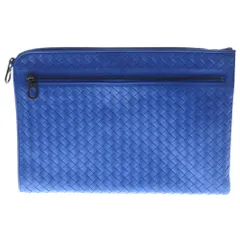 BOTTEGA VENETA (ボッテガヴェネタ) イントレチャート レザー クラッチ セカンドバッグ ドキュメントケース ブルー