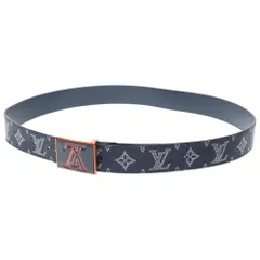LOUIS VUITTON (ルイヴィトン) サンチュール・メトロポール モノグラム・キャンバスベルトネイビー レザー M0049T オレンジ金具