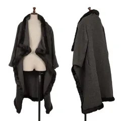 トリココムデギャルソンtricot COMME des GARCONS ファートリムウールボタンレスコート グレー黒M位のサムネイル