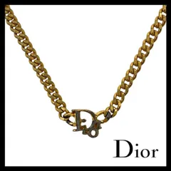 M【Dior】ロゴ ネックレス ゴールド/金 カラー 喜平 チェーン ペンダント ヴィンテージ Christian Dior/クリスチャンディオール (64035NM2a)