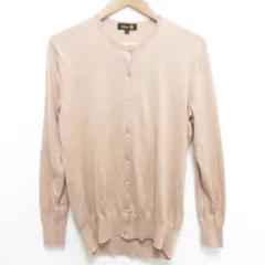 美品 Drawer ドゥロワー 18Gコットン天竺カーディガン サイズ1 ピンクベージュ レディース 古着 中古 USED