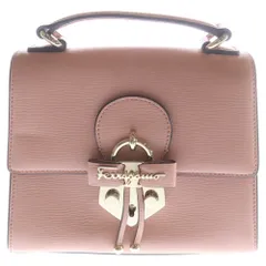 FERRAGAMO (フェラガモ) ヴァラ ハンドバッグ ピンク レザー ゴールド金具