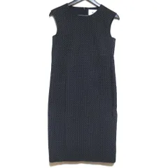 美品 22SS Rene ルネ TISSUE社 ピンドット柄 ひざ丈 ノースリーブ ワンピース 6216220 サイズ34 ダークネイビー×ホワイト レディース 古着 中古 USED