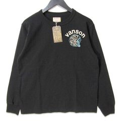 未使用 vanson バンソン 長袖Tシャツ 885V190 MOTORCYCLE CUSTOM LONG SLEEVE TEE プリント 日本製 ブラック 黒 M 27112737