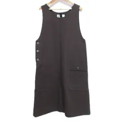 良品 24SS MHL. マーガレットハウエル SOFT COTTON DRILL エプロンワンピース ジャンパースカート サイズ1 ブラウン レディース 古着 中古 USED