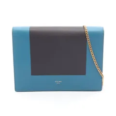 セリーヌ CELINE ショルダーバッグ フレーム イブニングクラッチ 107773 ブルー/チャコールグレー レザー フレーム イブニング チェーンショルダー レディース