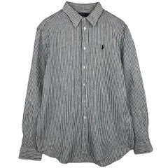 古着 ラルフローレン Ralph Lauren POLO RALPH LAUREN RELAXED FIT ストライプ柄 長袖 リネンシャツ メンズL相当/eaa614733