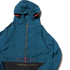 90's LLビーン ナイロン アノラックパーカー (KIDS XL) ティール×黒系 プルオーバー フード 柄テープ カタディンタグ オールド L.L.Bean アメリカ古着 USED ビンテージ ヴィンテージ