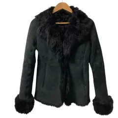 美品 DKNY ダナキャランニューヨーク ムートンジャケット コート サイズ6 ブラック レディース 古着 中古 USED